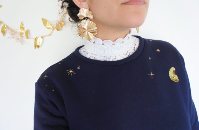 Couture et broderie : un sweat au fil d’or