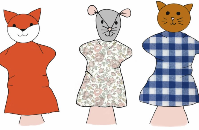 Le chat, la souris et le renard, trois marionnettes à coudre